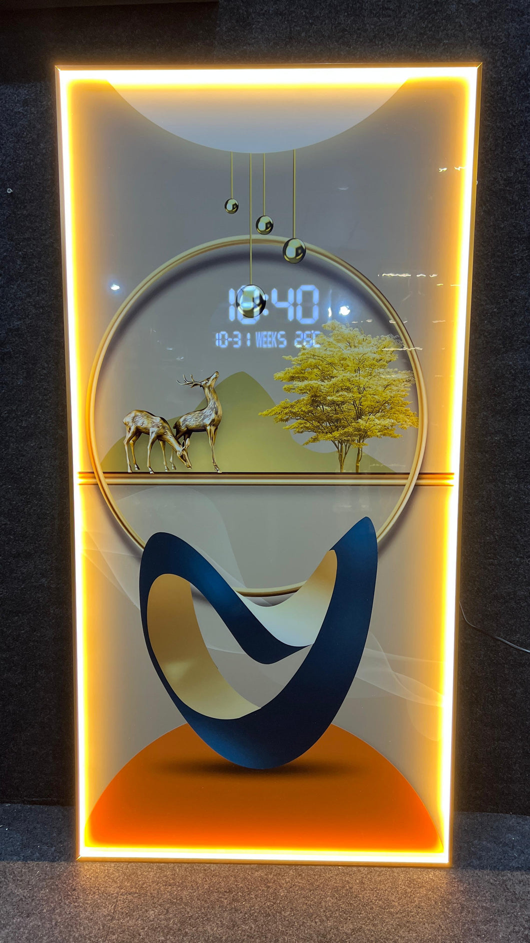 Smoothing Harmony Crystal Painting With Digital Clock And Led