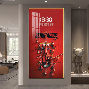 Schumacher's Ferrari Pit Stop LED Crystal Wall Art with Digital Display