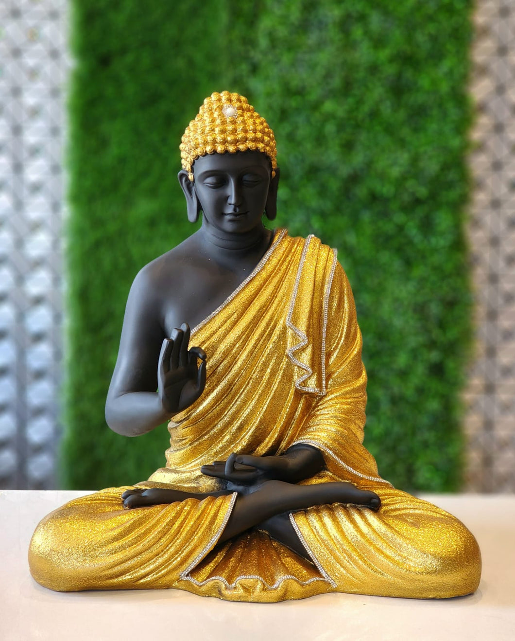 Amazing Lord Buddha Meditation Decoration Idol Statue Showpiece Black / Gold