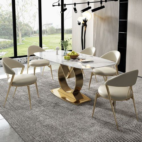 Nayika Bright Stainless Steel Gold Dinning Table