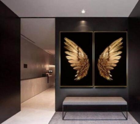 Wings Design Crystal Painting ( Set of 2 ) Wall Decor