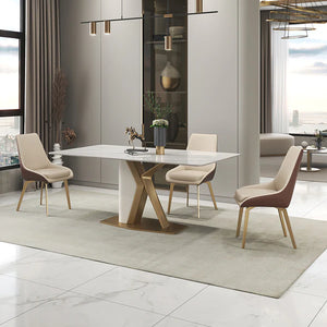 Modern Scandinavian White Marble Dining Table