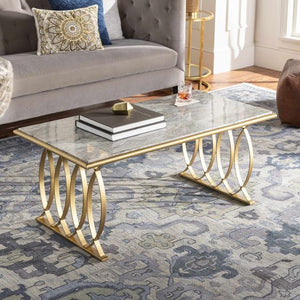 Unique Light Grey Coffee Table With Golden Legs