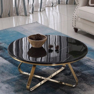Beautiful Modern Round Black Metallic Coffee Table