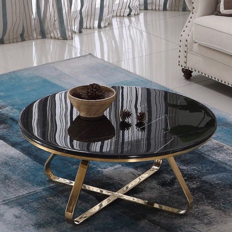 Beautiful Modern Round Black Metallic Coffee Table