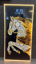 Load image into Gallery viewer, Rising Horse Crystal Painting With Digital Clock And Led
