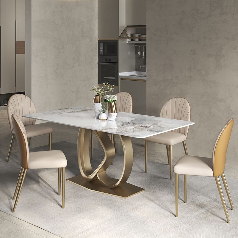 Modern Bright Stainless Steel Brass Gold Dinning Table