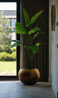 Round Shape Golden Plant Stand for Indoors Modern Flower