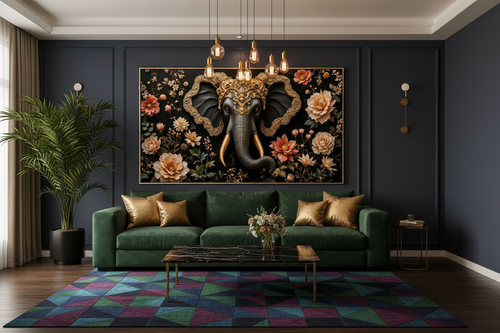 Auspicious Elephant Crystal Painting With LED