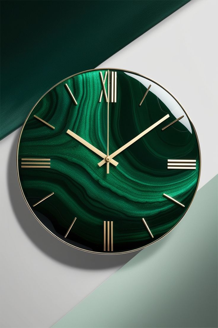 Royal Green Epoxy Resin Wall Clock