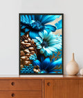 Amazing Bluish Flowers Acrylic LED Light Wall Art