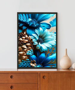 Amazing Bluish Flowers Acrylic LED Light Wall Art