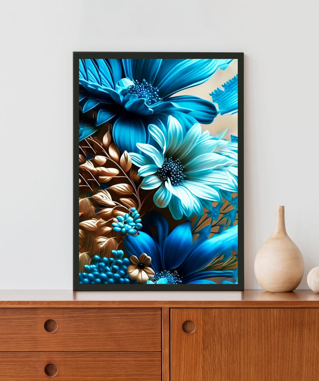 Amazing Bluish Flowers Acrylic LED Light Wall Art