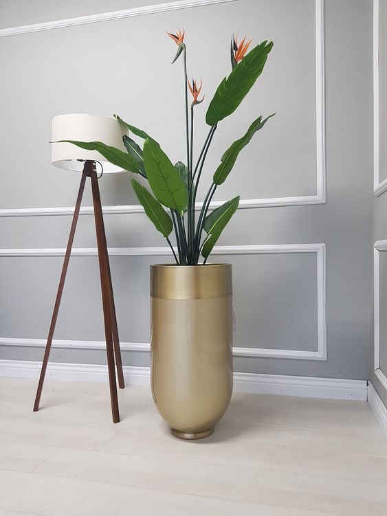 Classic Golden Plant Stand for Indoors Modern Flower
