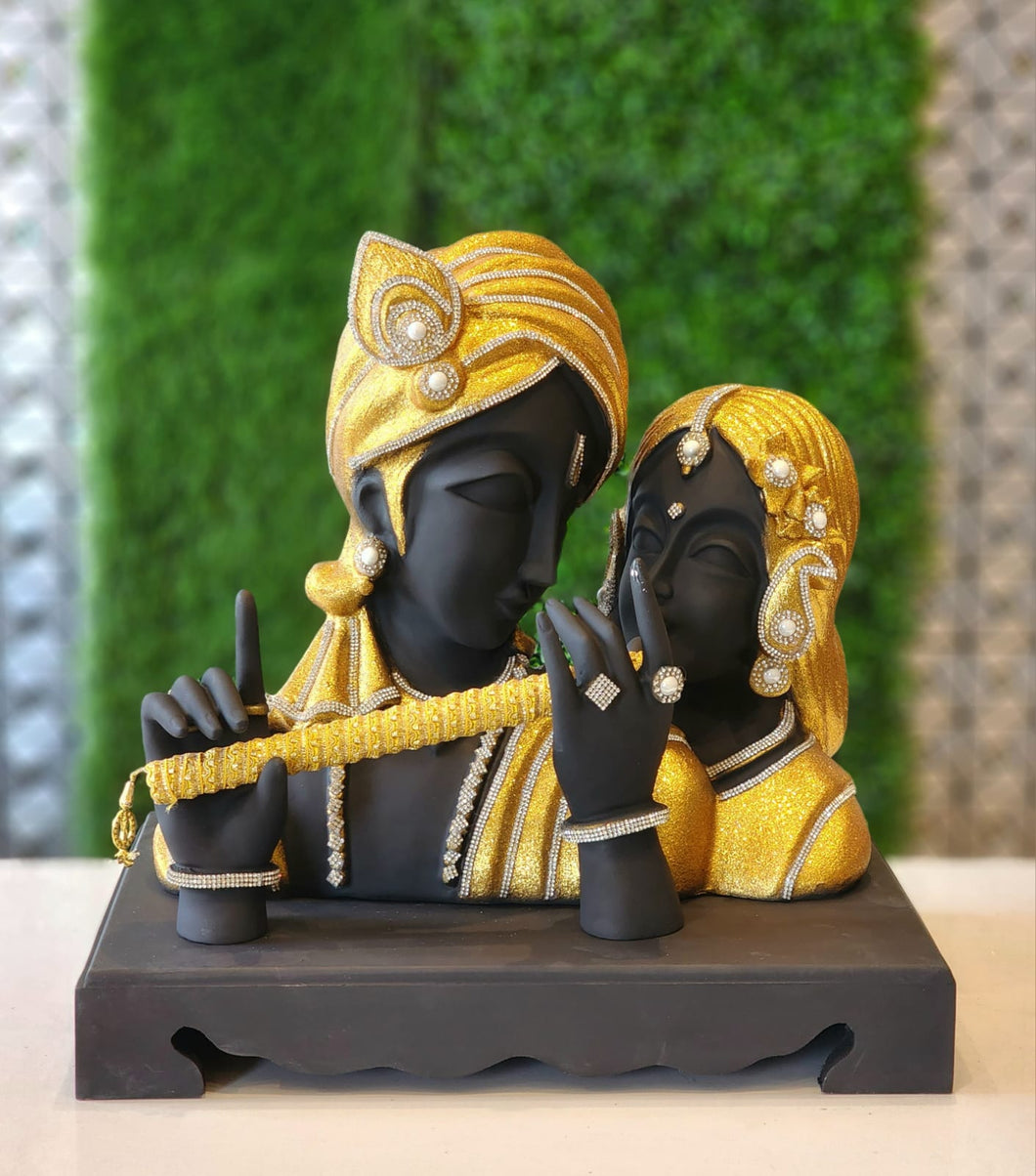 Lord Radha Krishna Decoration Idol Statue Showpiece Black / Gold