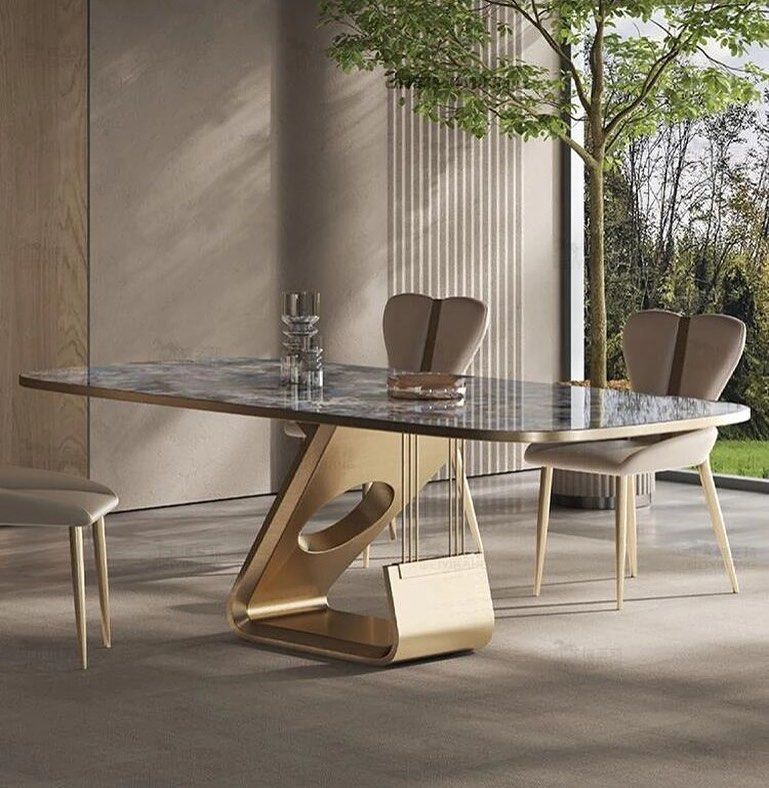 Modern Luxurious Stainless Steel Gold Dinning Table