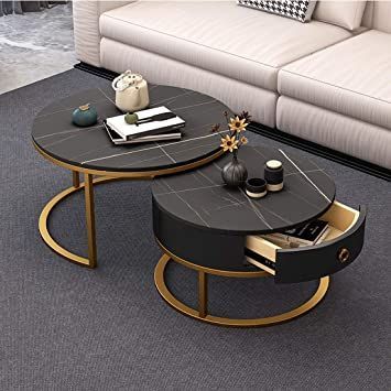 Beautiful Modern Black Metallic Coffee Tables (Set of 2)