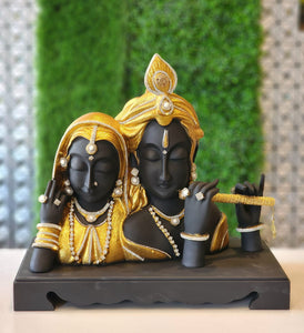 Amazing Lord Radha Krishna Decoration Idol Statue Showpiece Black / Gold