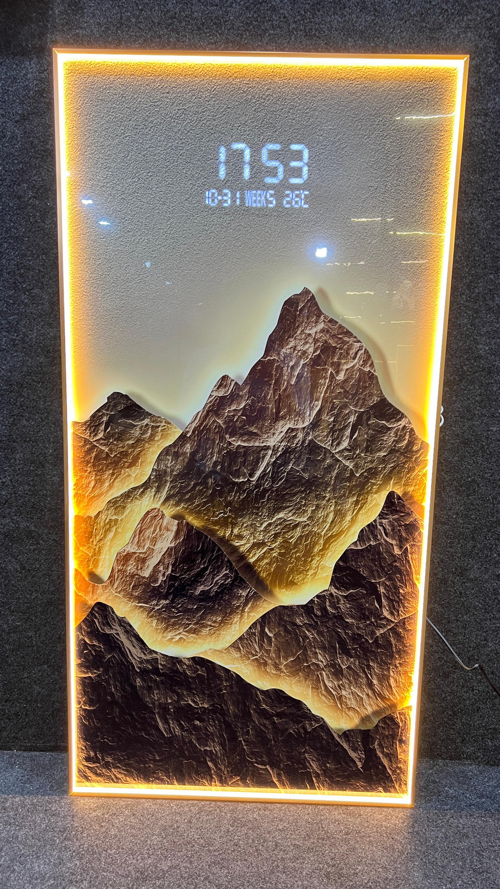 Shimmering Crystal Wall Art with LED and Digital Display