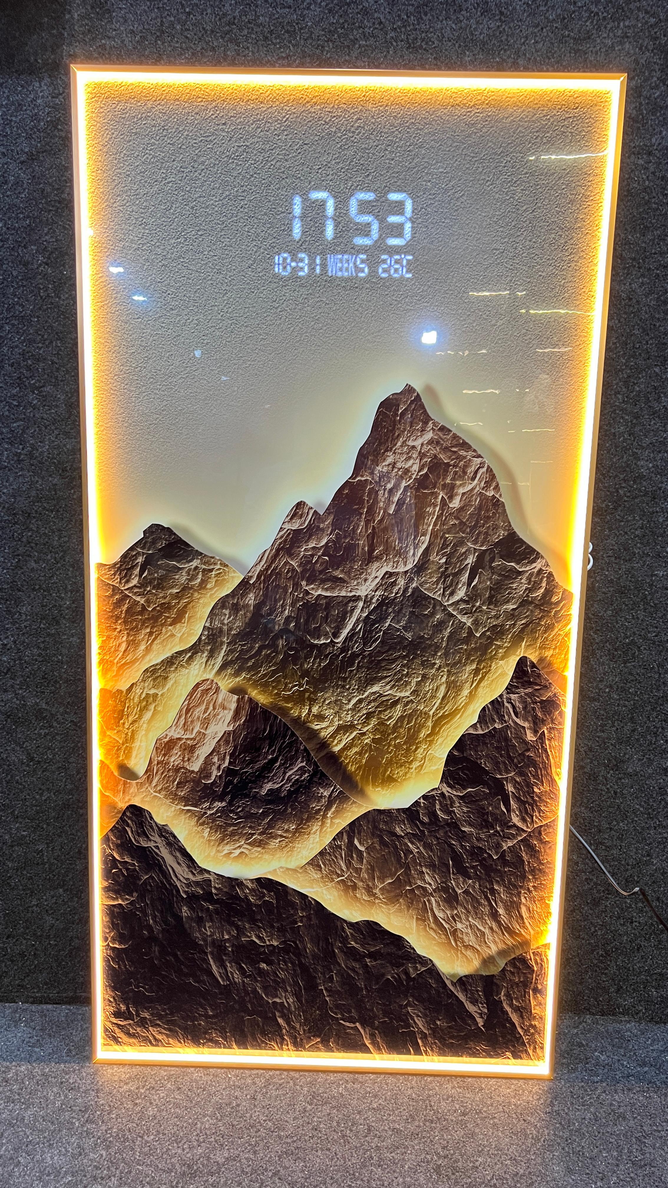 Shimmering Crystal Wall Art with LED and Digital Display