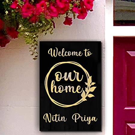 Beautiful Black Acrylic Nameplate With Golden Acrylic Solid letters