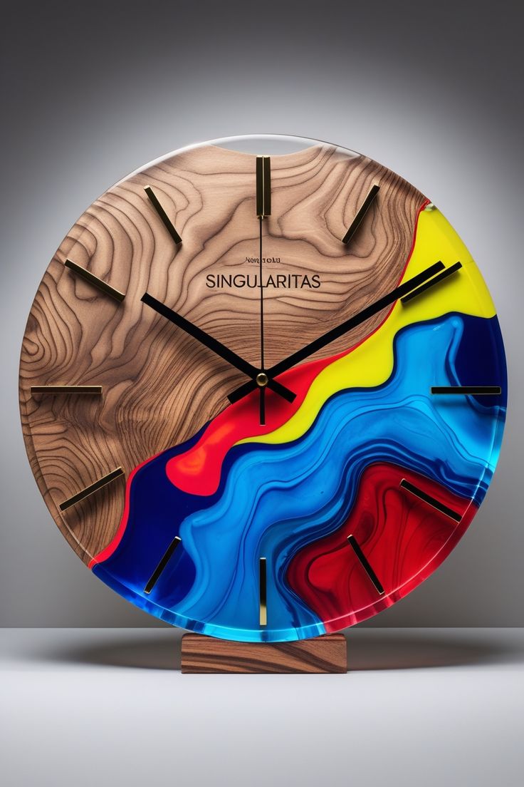 Elegant Wooden Epoxy Resin Wall Clock