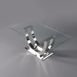 Contemporary Rectangle Tempered Glass Top Dining Table