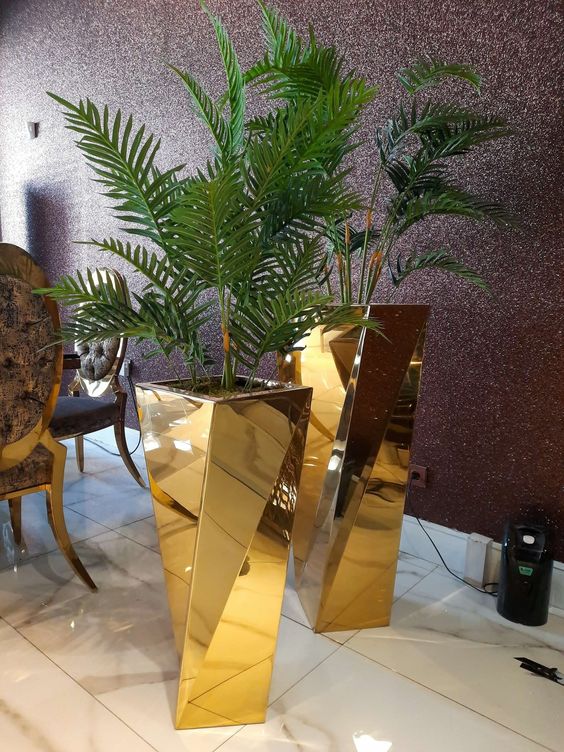 Mesmerizing Golden Plant Stand for Indoors Modern Flower Set Of 2