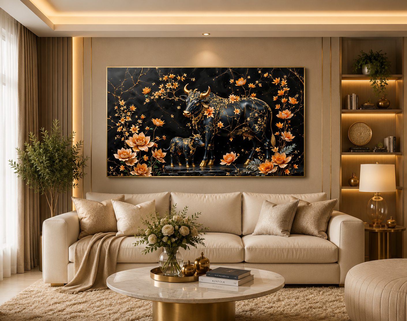 Kamdhenu Crystal Painting With LED