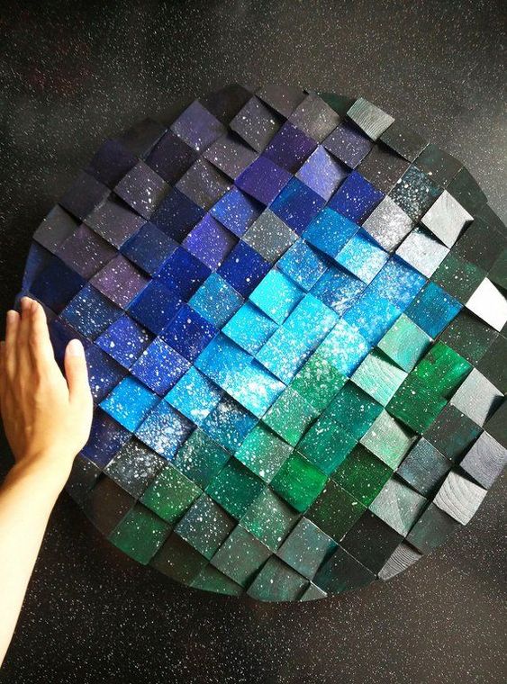 Shining Star Wood Wall Art Wood Mosaic Wall Decor