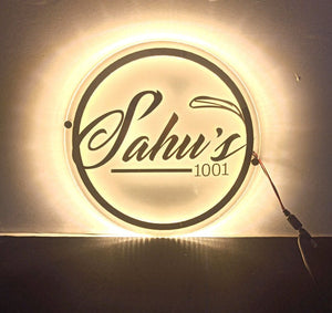 Golden Embossed Personalized Name Plate With Led Light