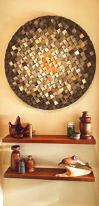 Autumn Gold Round Wood Mosaic Wall Decor