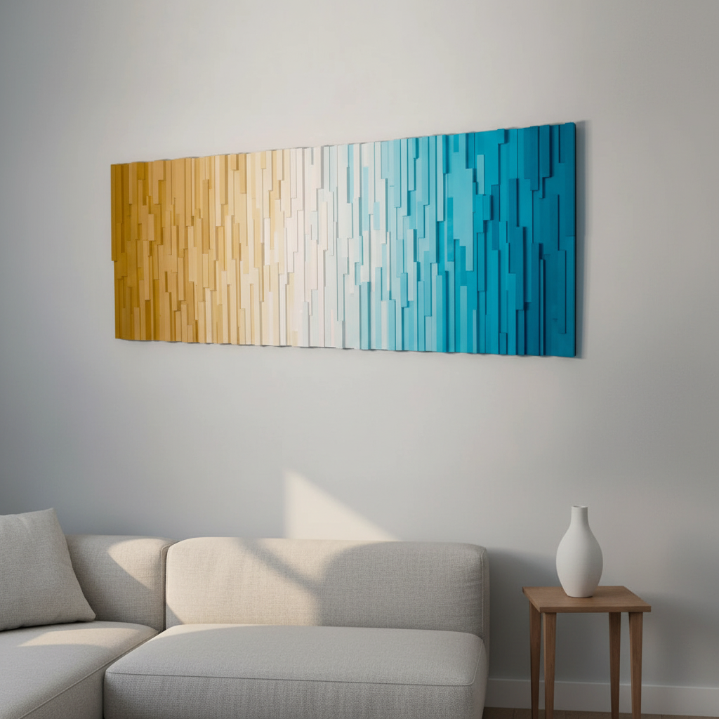 Beach Shade Plank Wood Mosaic Wall Decor