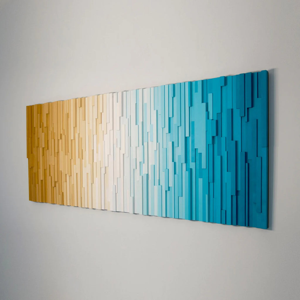 Beach Shade Plank Wood Mosaic Wall Decor