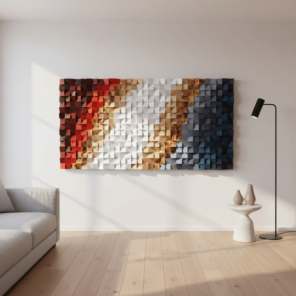 Beauty Of Meghalaya Wood Mosaic Wall Decor