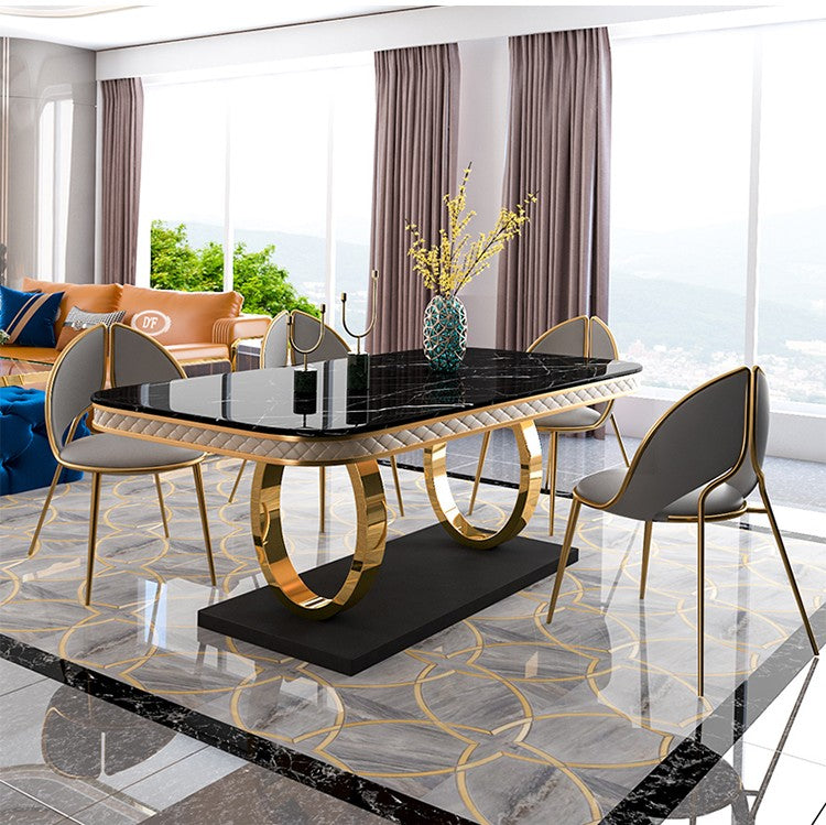 Designer Modern Rectangle Black Marble Dining Table