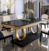 Load image into Gallery viewer, Designer Modern Rectangle Black Marble Dining Table
