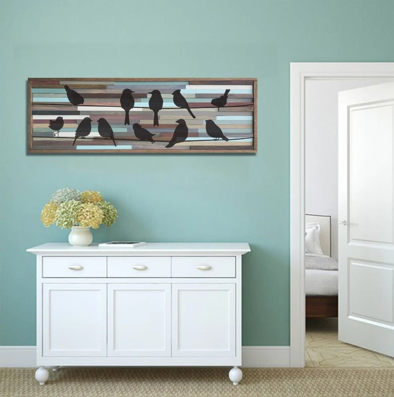 Birds Wood Mosaic Wall Decor
