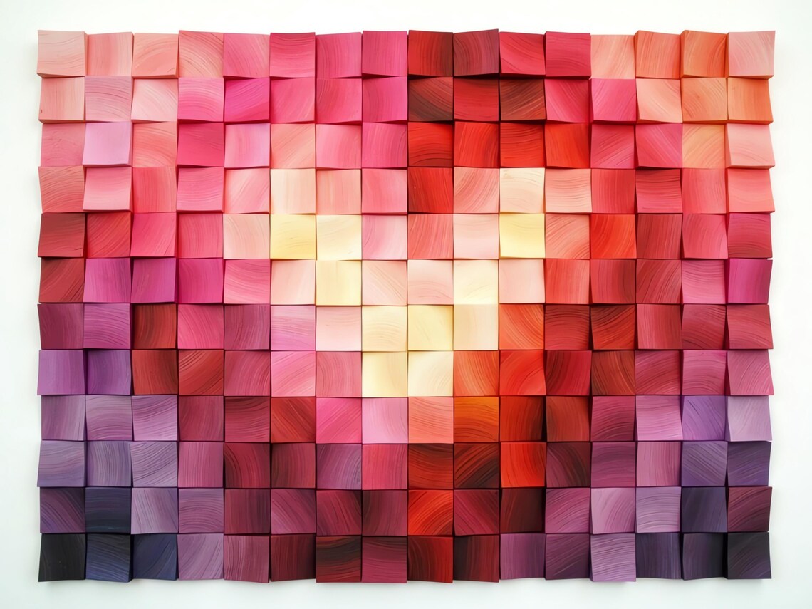 Blossoming Heart Wood Mosaic Wall Decor