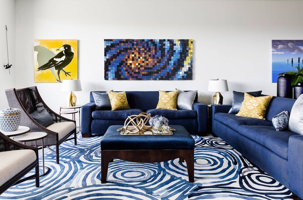 Blue Large Acoustic Wood Mosaic Wall Decor