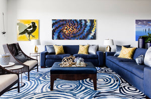 Blue Large Acoustic Wood Mosaic Wall Decor