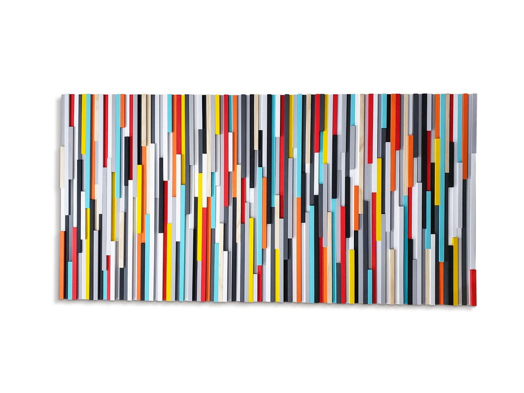 Bright Colorful Art Plank Wood Mosaic Wall Decor