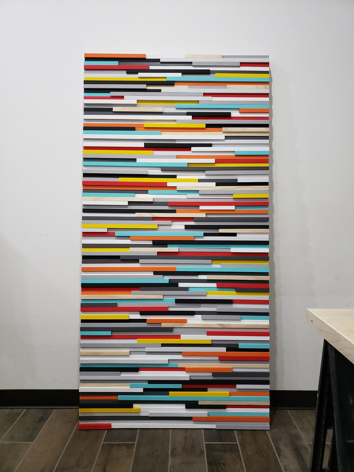 Bright Colorful Art Plank Wood Mosaic Wall Decor