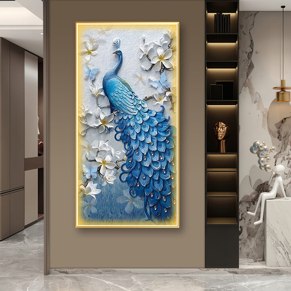 Charming Peacock Crystal Painting With LED