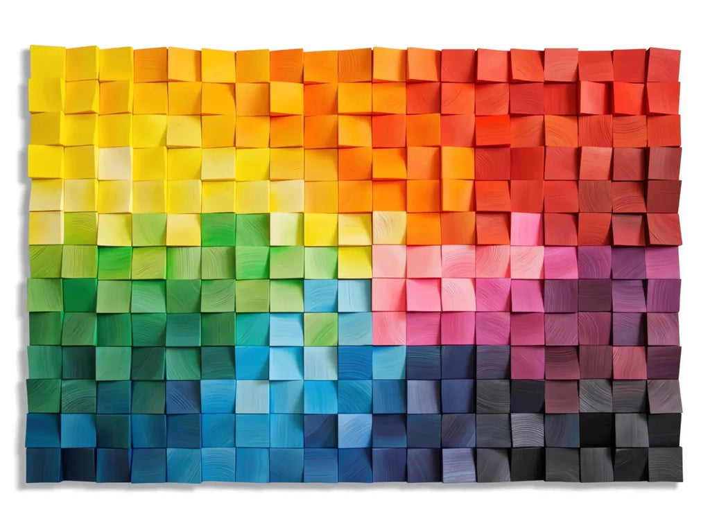 Chromatic Symphony Wood Mosaic Wall Decor