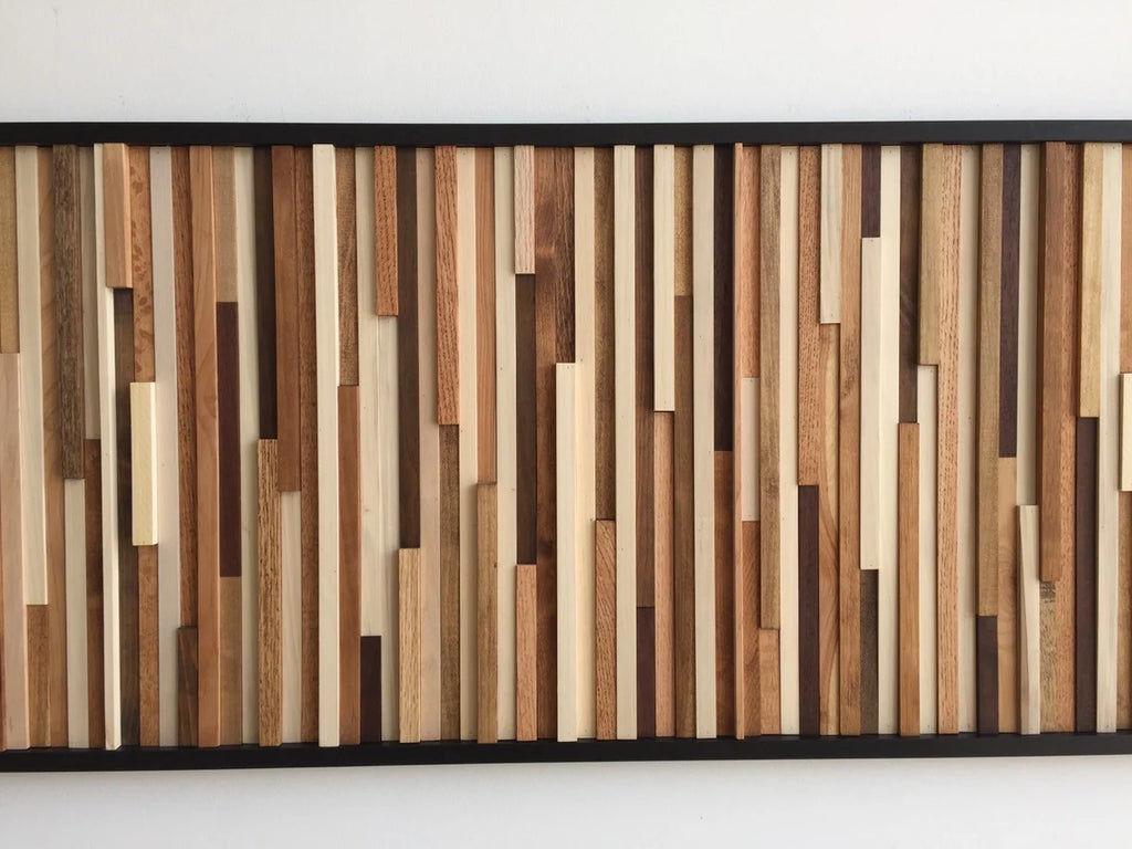 Classical Touch Wall Art Plank Wood Mosaic Wall Decor