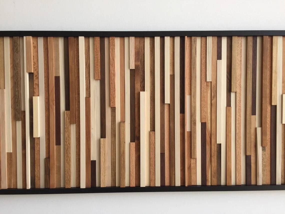 Classical Touch Wall Art Plank Wood Mosaic Wall Decor