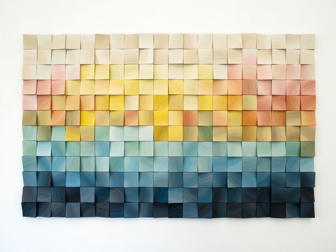 Coastal Harmony Wood Mosaic Wall Decor