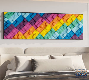 Colorful 3D Wood Mosaic Wall Decor