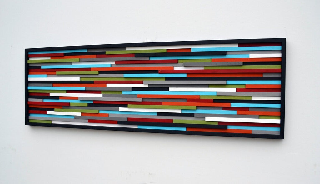 Color Of Smile Wall Art Plank Wood Mosaic Wall Decor